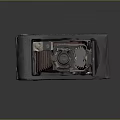 Vintage Electronic Device Classic Folding Camera With Red Bellows And Black Base