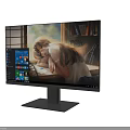 Dual Computer Monitors Showing Girl Reading Book On Bookshelf With Windows Desktop