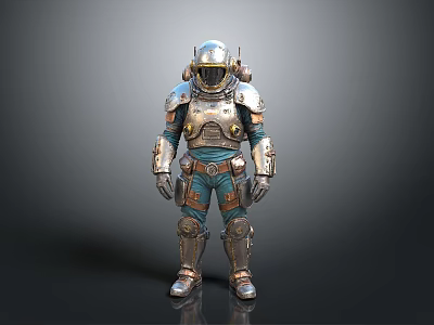 Futuristic Full Body Metallic Armor With Silver Gold Accents And Detailed Design 3d model