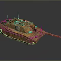 Realistic 3D Military Tank With Desert Camouflage Turret Cannon And Tracks