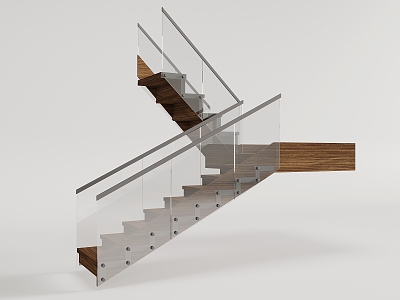 Modern Handrail Stairs 3d model