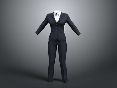 Dark Formal Business Suit With White Shirt And Tie For Professional Attire 3d model