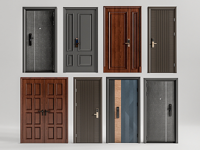 Modern swing door entry door security door 3d model