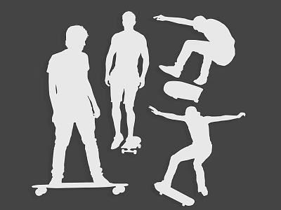 Surfing Skateboarding Sports Summer Wall Decorative Elements Icon Silhouette Roller Skating Hip Hop Street Style 3d model