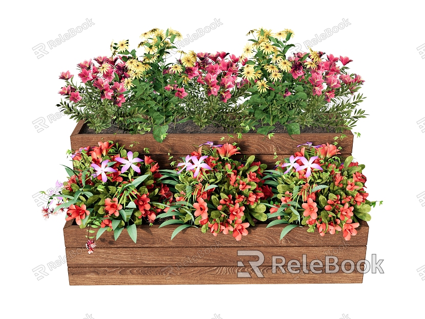 Plant Combination Groove Flower Green Plant Plant Box model