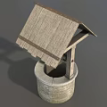 Traditional Old Fashioned Well With Wooden Roof Stone Base Metal Bucket And Crank Handle