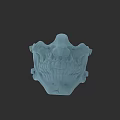 3D Anatomical Skull Model With Detailed Blue Digital Rendering And Medical Design Elements