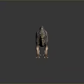 Dinosaur Model on Gray Background with Slender Body Long Tail Stripes Small Head Yellow Mouth