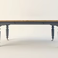 Vintage Office Desk with Wooden Surface and Dark Sturdy Carved Legs
