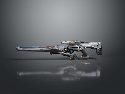 Futuristic Sci Fi Weapon With Sleek Metallic Design And Ergonomic Grip Details 3d model