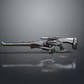 Futuristic Sci Fi Weapon With Sleek Metallic Design And Ergonomic Grip Details