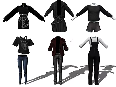 Stylish Modern Clothing Collection Featuring Jackets Tops Pants Dresses With Versatile Designs 3d model