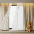 Modern Beige Sheer Curtains And Drapes For Indoor Window With Teddy Bear Decor