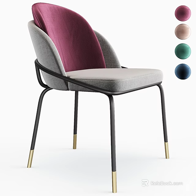 Modern Single Chair With Velvet Backrest Linen Seat And Color Options 3d model 