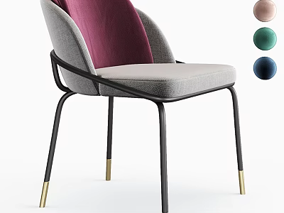 Modern Single Chair With Velvet Backrest Linen Seat And Color Options 3d model