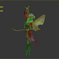 Detailed Mythical Fairy Character With Colorful Wings Bird Companion And Floral Headpiece