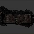 Mysterious Long Object Covered With Dark Draped Fabric On Gray Background