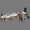 Alice And Mad Hatter With Cheshire Cat March Hare At Tea Table With Teacups