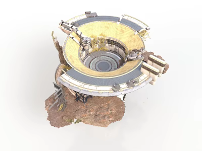 Ancient Ruined Circular Building 3D Model With Ring Design And Central Steps 3d model