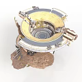 Ancient Ruined Circular Building 3D Model With Ring Design And Central Steps