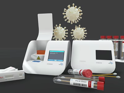 Medical Virus Detection Testing Equipment With Test Tubes Swabs And Reagents 3d model