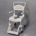 Lightweight Mobile Shower Chair with Wheels Armrests and Perforated Backrest