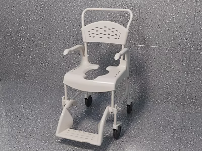 Lightweight Mobile Shower Chair with Wheels Armrests and Perforated Backrest 3d model