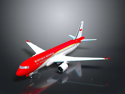 Virgin Orbit Airplane Model With Red Body And White Wings Tail Displayed On Dark Surface 3d model