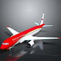 Virgin Orbit Airplane Model With Red Body And White Wings Tail Displayed On Dark Surface