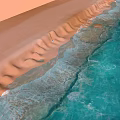Stunning Waterfront Landscape With Sandy Beach And Vibrant Blue Ocean Waves