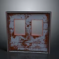 Rusty Metal Double Doors With Two Glass Panels And Weathered Surface 3d model