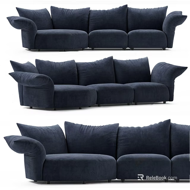 Comfortable Three Seater Sofa With Plush Cushions And Modern Design 3d model 
