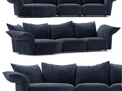 Comfortable Three Seater Sofa With Plush Cushions And Modern Design 3d model