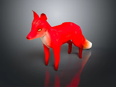Animated Red Fox Game Character With Yellow Eyes White Chest And Tail Tip 3d model