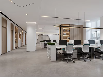 modern public office area office hall 3d model