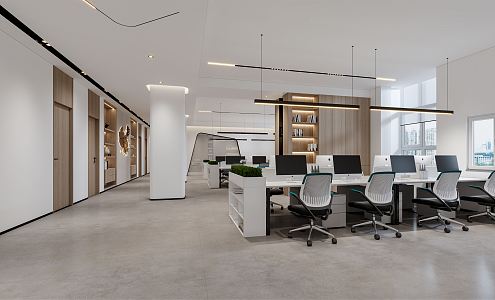 modern public office area office hall 3d model