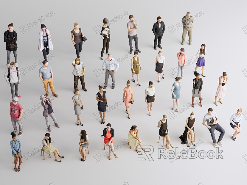 Men Women Business Leisure Figures Sitting Figures Office Men and Women Business Men and Women Leisure Figures model