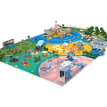 DinoCity Themed Children's Playground With Slides Water Pool Sculptures And Green Trees