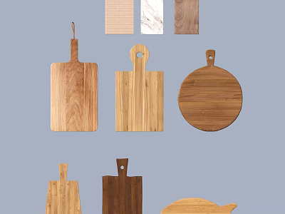 Various Wooden Cutting Boards With Different Shapes And Materials For Kitchen Use 3d model