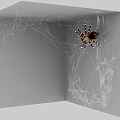 Reptile Lizard In Gray Corner With Intricate Spider Web Details 3d model