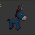 Blue Plush Donkey Stuffed Toy With Black Mane And White Muzzle 3d model