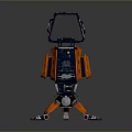 Futuristic Game Movie Character Orange Blue Robot With Digital Screen And Mechanical Legs