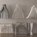 Modern drapery mosquito net bedding drapery gauze curtain 3d model