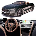 Dark Green BMW Luxury Coupe Exterior With Leather Interior And Navigation Screen