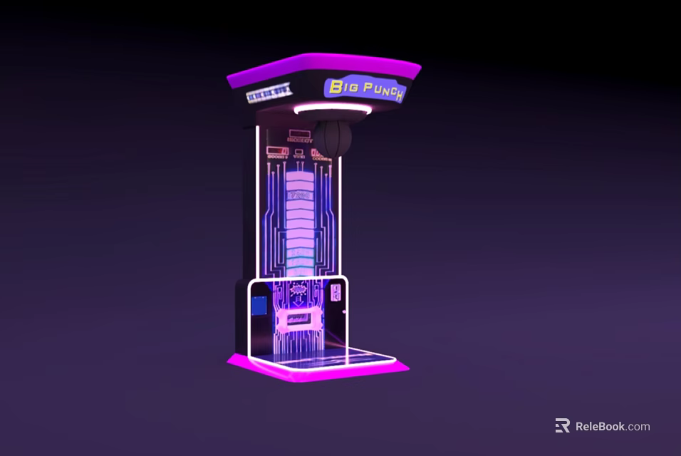 Big Punch Interactive Amusement Equipment With Vibrant Neon Lights And Stand Up Design 3d model 