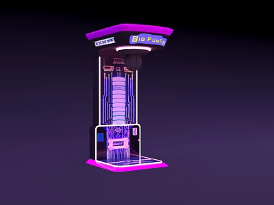 Big Punch Interactive Amusement Equipment With Vibrant Neon Lights And Stand Up Design 3d model