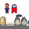 Cute Plush Dolls Collection Featuring Mario Red Crewmate Totoro And Yellow Characters