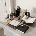 Elegant Decorative Ornament Set With Vintage Camera Books Vase Candle Envelope And Snail Shell