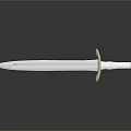 Classic Decorative Sword With Silver Blade Light Wooden Hilt And Reflection On Dark Background
