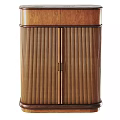 Warm Wood Entryway Side Cabinet With Vertical Slats And Modern Design